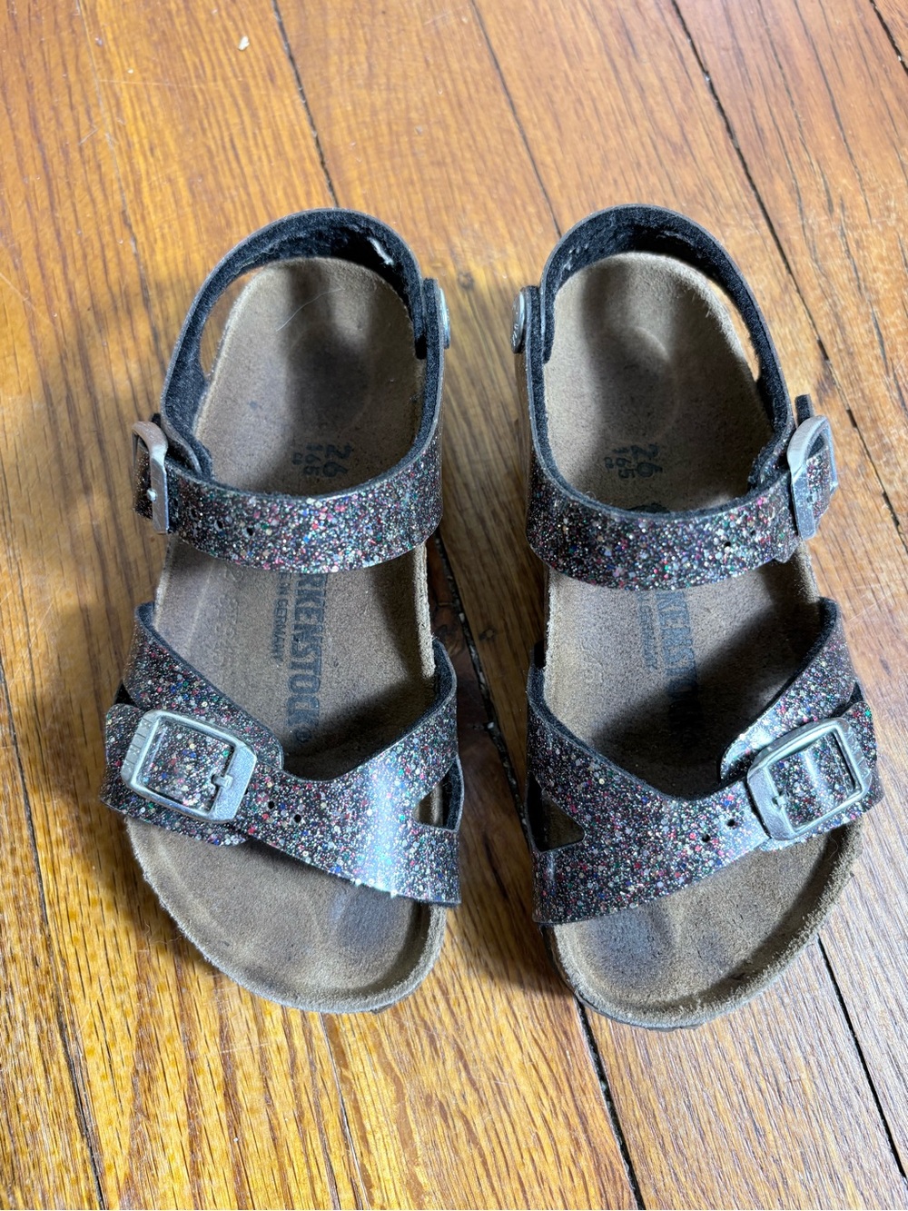 Birkenstock Kids Glitter Buckle Sandals - Black with Multicolor Sparkle - Picture 2 of 9